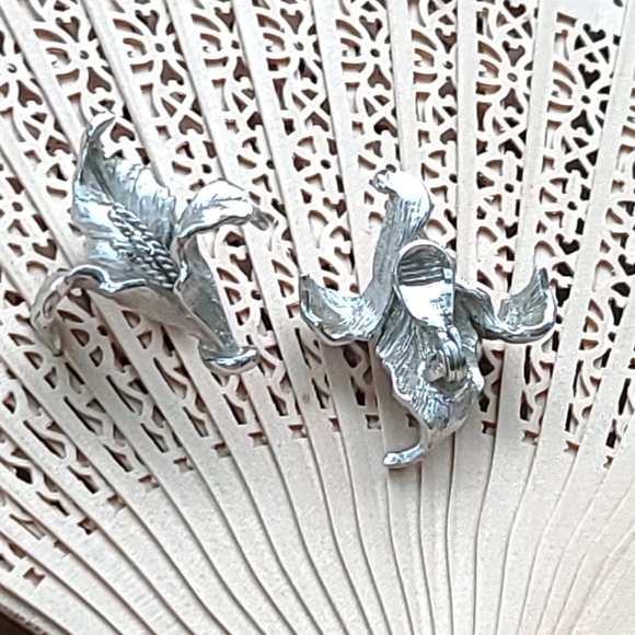 Monet Silver Floral Earrings